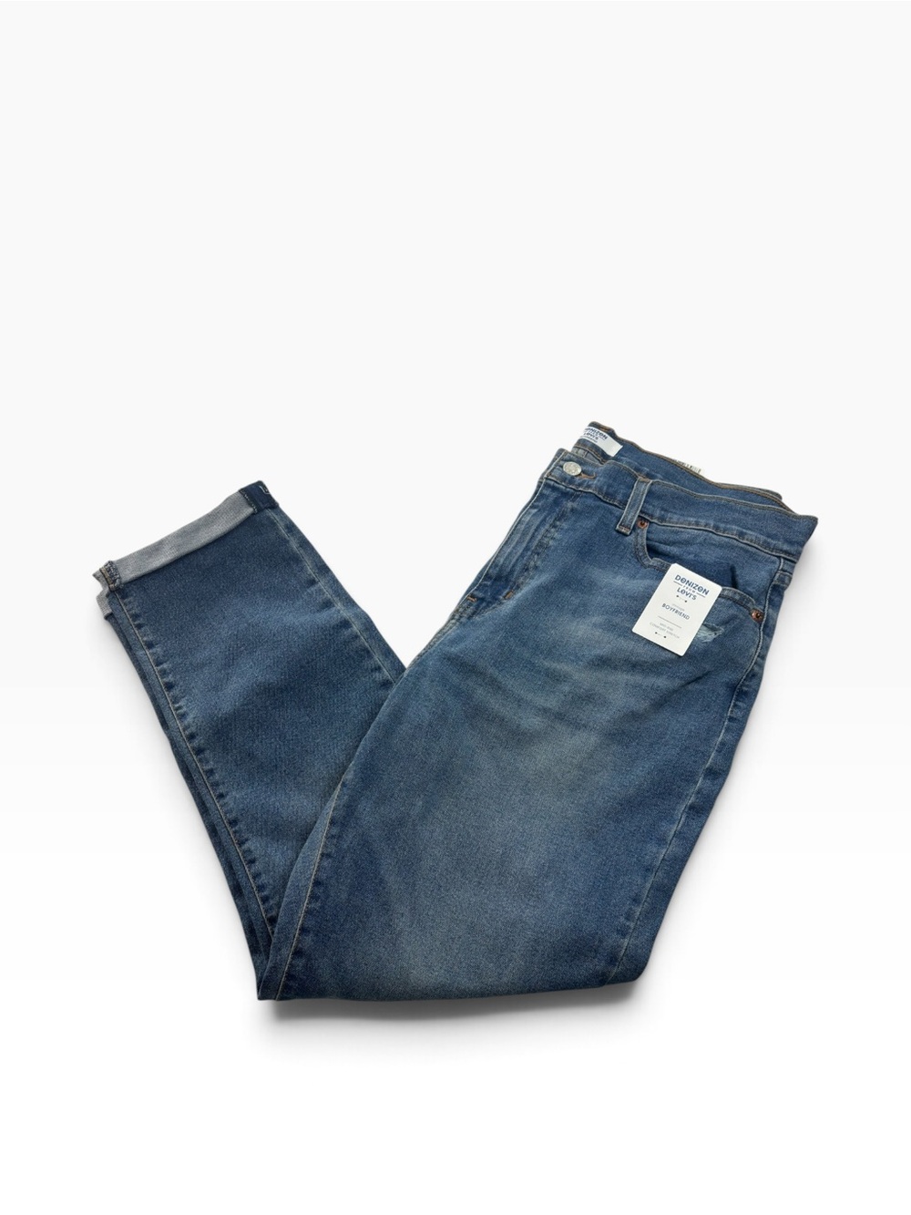 DENIZEN Levi's Vintage Boyfriend Mid Rise Stretch Jeans Blue Medium Wash 14 NWT